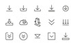 Set of download icons in modern thin line style.