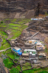 Wall Mural - Fontainhas village and terrace fields in Santo Antao island, Cape Verde