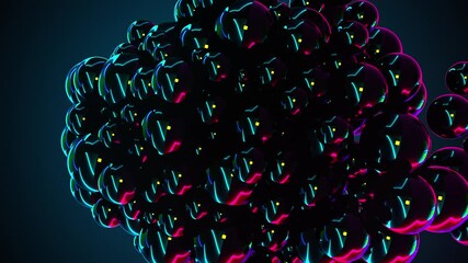 Aufkleber - 3D rendering of abstract background. Computer generated the emergence of many bubbles with reflection, they filling the whole screen