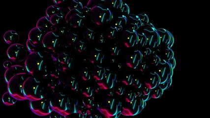 Aufkleber - 3D rendering of abstract background. Computer generated the emergence of many bubbles with reflection, they filling the whole screen
