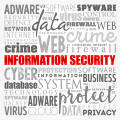 Aufkleber - information security word cloud, technology concept background