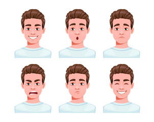 Canvas Print - Face expressions of handsome man cartoon character