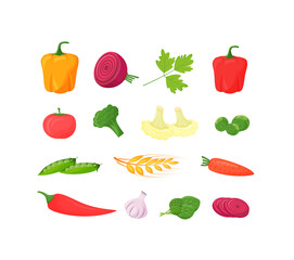 Poster - Fresh vegetables cartoon vector illustrations set
