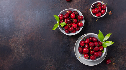 Poster - Top view of sweet fresh cherry