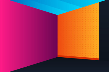 Poster - abstract geometric perspective background. Oval pattern use transparency orange. diagonal blue gradient. purple in left side and dark triangle shape. 