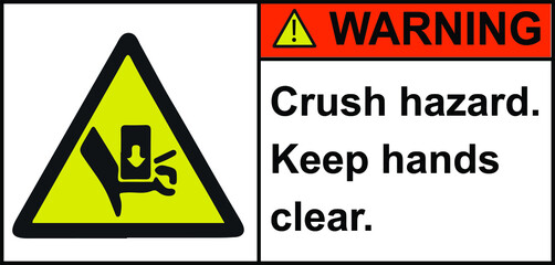 Crush hazard warning sign vector