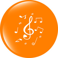Poster - music round glossy web icon on white background