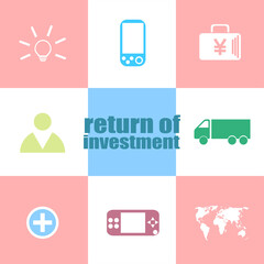 Poster - business concept. words return of investment . Infographic dashboard ui interface template