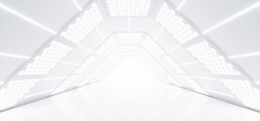 Wall Mural - abstract futuristic empty floor and room sci-fi corridor with light for showcase,room,interior,displ