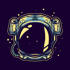 Wall Mural - astronaut helmet floating on space vector illustration design