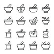 © Vectors Market - Mortar And Pestle, Mortar, Pestle, Medicine, Medicine Bowl, Pharmacy Line Icons Set