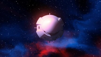Wall Mural - commercial spacecraft opens docking hatch in outer space. 3d animation. 4k. 3840x2160.