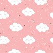 Seamless pattern of the pink sky and white cloud cartoon style