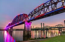 Big Four Bridge Across Ohio River Between Louisville, Kentucky And Jeffersonville, Indiana