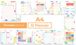 Minimalist colorfull planner pages templates collection set of vector paper A4 Ai, EPS 10 design