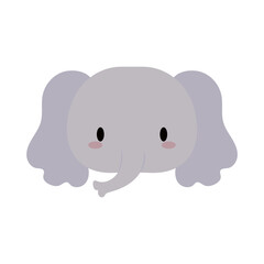 Wall Mural - head elephant baby kawaii, flat style icon