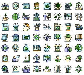 Poster - Ecologist icons set. Outline set of ecologist vector icons thin line color flat isolated on white