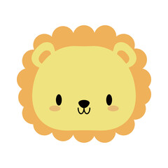 Canvas Print - head lion baby kawaii, flat style icon