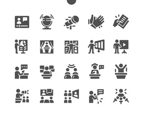 Poster - Public Speech Well-crafted Pixel Perfect Vector Solid Icons 30 2x Grid for Web Graphics and Apps. Simple Minimal Pictogram