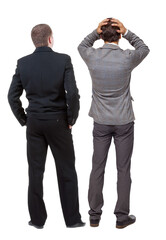 Poster - Back view of two business man in suit.