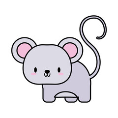 Wall Mural - cute mouse kawaii, line and fill style icon