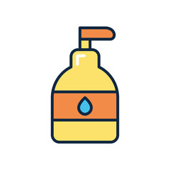 Sticker - hands soap bottle icon, line color style