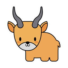 Poster - cute yak kawaii, line and fill style icon