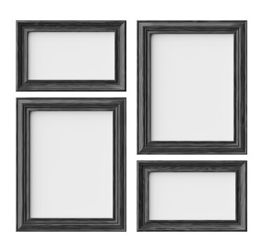 Black wood frames for picture or photo isolated on white with sh