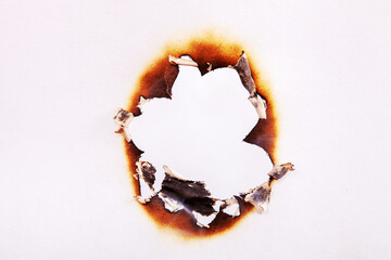 Poster - burnt paper edges isolated on white background. template for design