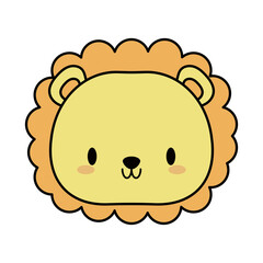 Wall Mural - head lion baby kawaii, line and fill style icon