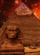 Sphinx, Pyramid of Khafre and small Magellanic Cloud (Elements of this image furnished by NASA)