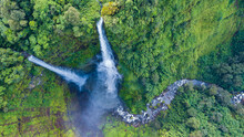 Aerial View Of Tad Fane Waterfall In Rainforest At Pakse And Champasak City Laos