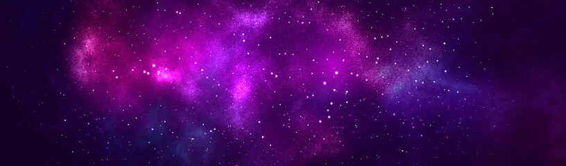 Vector cosmic watercolor illustration. Colorful space background with stars