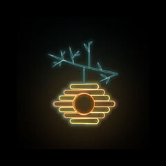 Poster - Bee colored hand drawn neon icon. Simple thin line, outline vector of autumn icons for ui and ux, website or mobile application