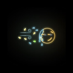 Poster - rainy and windy colored hand drawn neon icon. simple thin line, outline vector of autumn icons for u