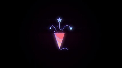 Poster - confetti colored icon 2D animation on black background