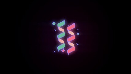 Poster - confetti colored icon 2D animation on black background