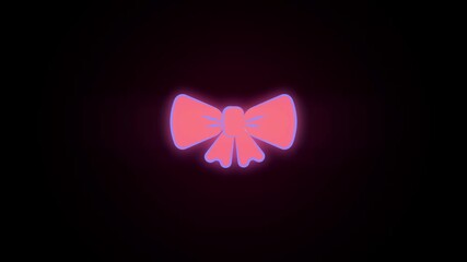 Poster - red bow colored icon 2D animation on black background
