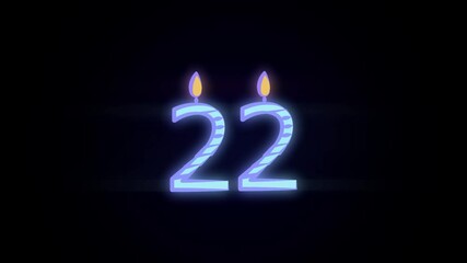 Sticker - candles for 22 years colored icon 2D animation on black background