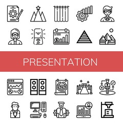 Sticker - presentation icon set