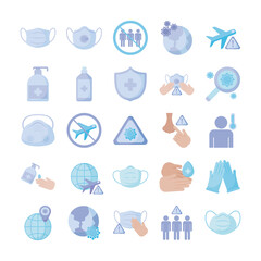 Sticker - set of icons prevention, protection of coronavirus , flat style icon