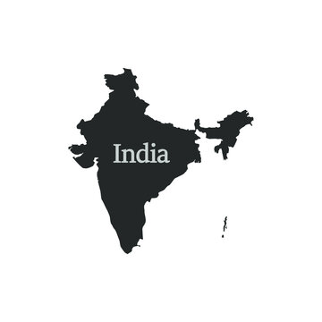 Map of India in black on a white background with the title vector illustration
