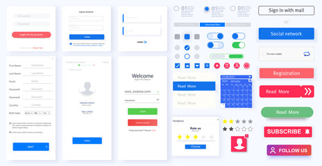 Poster - modern responsive mobile app or website gui,ui,ux layout including login, create account, profile. w