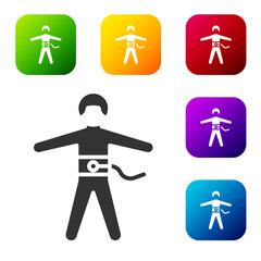 Poster - Black Bungee jumping icon isolated on white background. Set icons in color square buttons. Vector Illustration