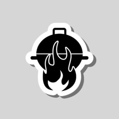 Poster - BBQ with flame sticker  icon isolated on gray background