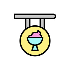 Poster - Ice cream, signboard icon. Simple color with outline vector elements of freeze sweet icons for ui and ux, website or mobile application