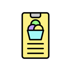 Poster - Ice cream, smartphone, menu icon. Simple color with outline vector elements of freeze sweet icons for ui and ux, website or mobile application