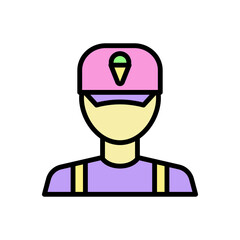 Poster - ice cream, avatar, man, worker icon. simple color with outline vector elements of freeze sweet icons