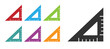 Black Triangular ruler icon isolated on white background. Straightedge symbol. Geometric symbol. Set icons colorful. Vector Illustration