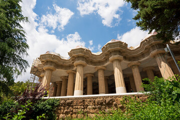 barcelona, catalonia, spain - june 12, 2020: the famous parc güell designed by the architect gaudi. 